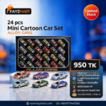 24 pc Mini Cartoon Car Set – রঙিন কার্টুন গাড়ির খেলনা সেট (শিশুদের জন্য)